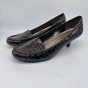 Cato Dark Brown Faux Crocodile Leather Kitten Heels Womens Shoe Size 9 Corpcore